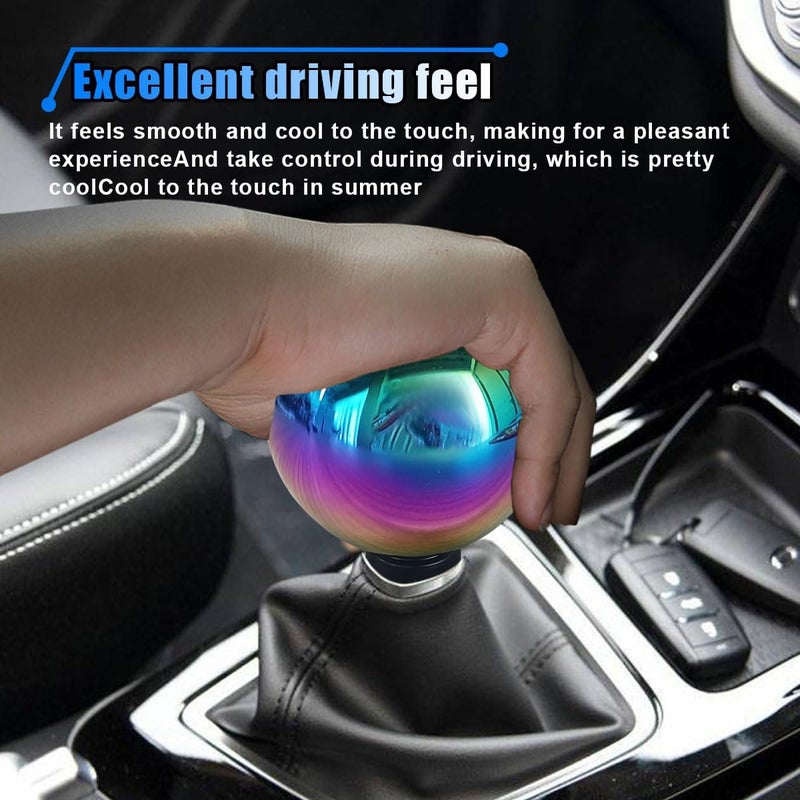 BDZMC Car Round Ball Gear Shift Knob, Aluminum Alloy Gear Shift Stick Head for Most Manual Vehicles with 3 Adapters M8, M10, M12 (Colorful) - Image 5